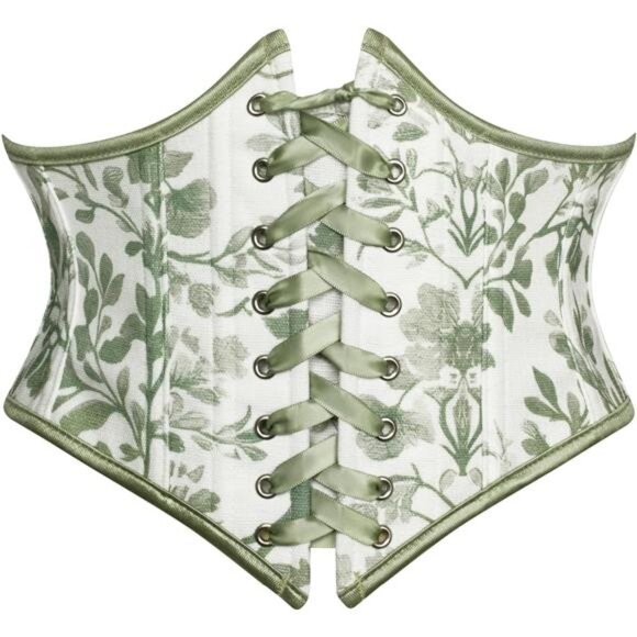 Corset Belt for Women Floral Green Bird - Picture 1 of 5